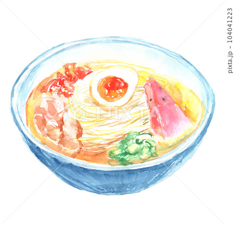 水彩で描いた盛岡冷麺のイラスト 104041223