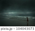 Teenage Boy on Ocean Shore 104043073
