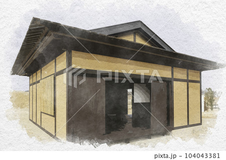 水彩画風 雪舟生誕地公園 中世家屋 岡山県総社市 水彩画風 雪舟生誕地公園 中世家屋 岡山県総社市 104043381