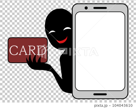 カードを持った悪人とスマホの不正利用イメージのイラスト素材 104043610