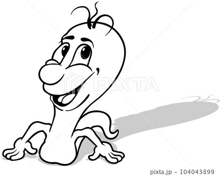 Drawing of a Funny Worm with a Smile Drawing of a Funny Worm with a Smile 104043899
