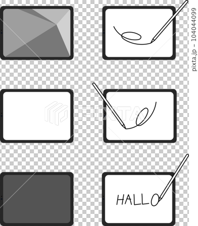 Tablet terminal 6 pattern mockup (liquid crystal crack, white light, light off, writing with touch pen, etc.) 104044099