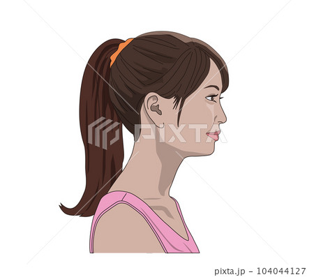 正面を見る女性の横顔イラスト 104044127