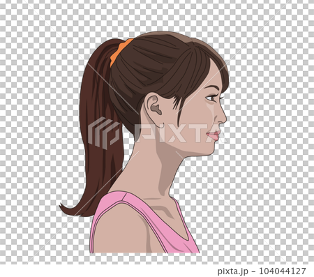 正面を見る女性の横顔イラスト 104044127