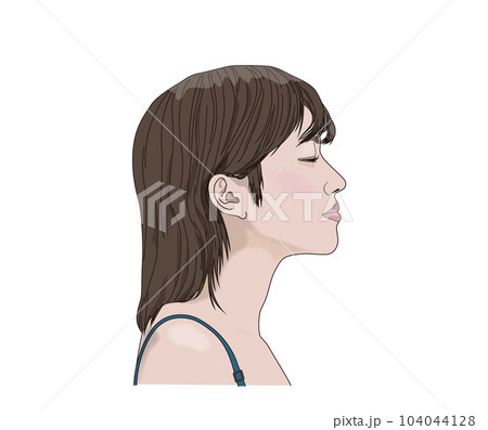 目を閉じる女性の横顔イラスト 104044128