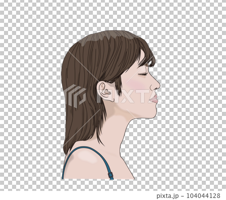 目を閉じる女性の横顔イラスト 104044128
