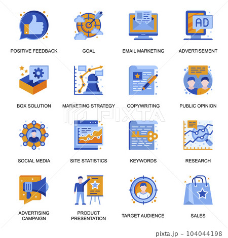 Marketing strategy icons set in flat style....のイラスト素材 [104044198] - PIXTA