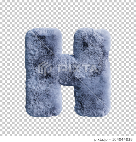 大寫的H。灰色蓬鬆的字母。 104044839