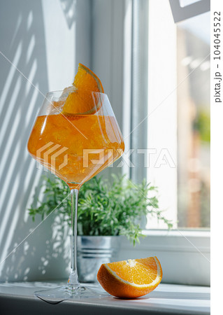 Glass of Aperol spritz cocktail Glass of Aperol spritz cocktail 104045522