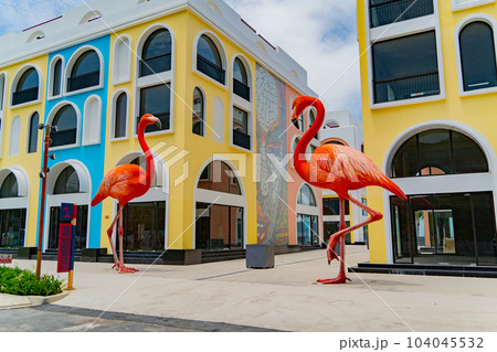 Huge pink flamingos. Huge pink flamingos. 104045532