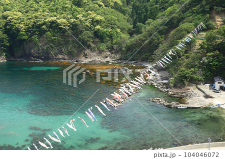 漁村の谷を渡るこいのぼり 漁村の谷を渡るこいのぼり 104046072