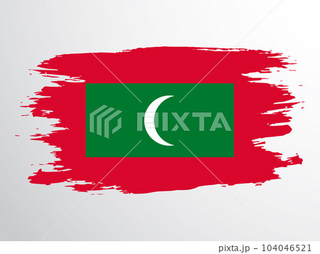 Flag of the Maldives painted with a brush 104046521