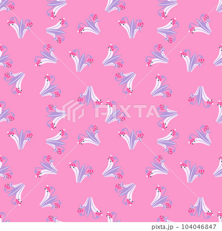 Bluebells and leaves seamless pattern. Lily botanical wallpaper. Bluebells and leaves seamless pattern. Lily botanical wallpaper. 104046847