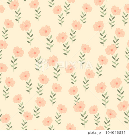 Simple stylized flower seamless pattern. Decorative naive botanical backdrop. 104046855