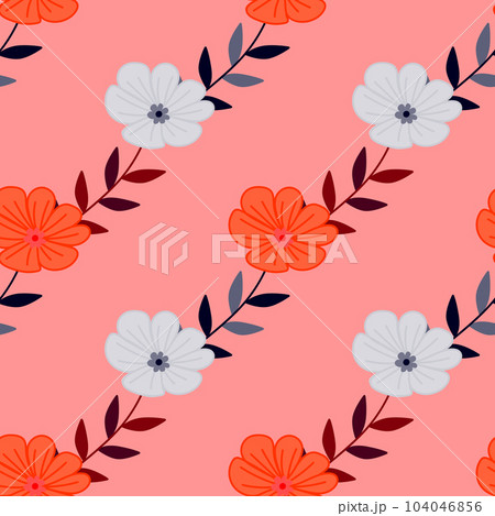 Simple stylized flower seamless pattern. Decorative naive botanical backdrop. Simple stylized flower seamless pattern. Decorative naive botanical backdrop. 104046856