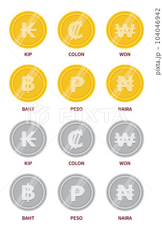 Vector set of currency signs Vector set of currency signs 104046942