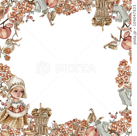 Watercolor autumn square frame with leaves llustration of autumn for scrapbooking, invitation,greetings cards, party decoration,wedding stationary, greetings, fashion,posters, background. Watercolor autumn square frame with leaves llustration of autumn for scrapbooking, invitation,greetings cards, party decoration,wedding stationary, greetings, fashion,posters, background. 104047833