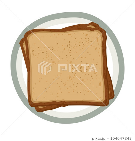 Pieces of bread on a plate. Vector isolated illustration. 104047845