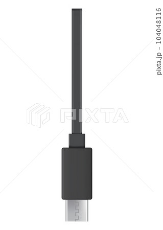 Usb cable connector, Type C. Realistic vector of phone jack for cabling in black color. Cable for charging or transmitting information for modern electronic devices Usb cable connector, Type C. Realistic vector of phone jack for cabling in black color. Cable for charging or transmitting information for modern electronic devices 104048116