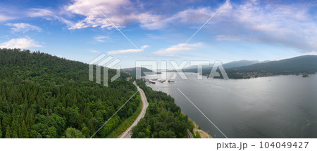 Aerial View of a Highway in City. Cloudy Sky. Aerial View of a Highway in City. Cloudy Sky. 104049427