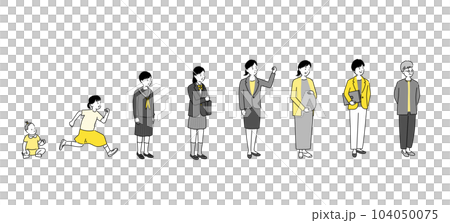 女性のライフステージのシンプルイラスト、ベクター 104050075