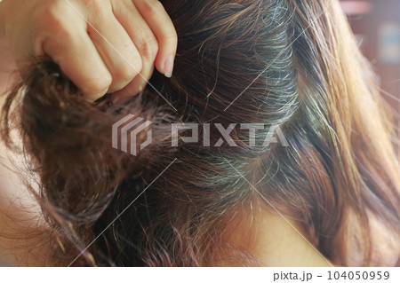 生え際の白髪を気にする女性 104050959