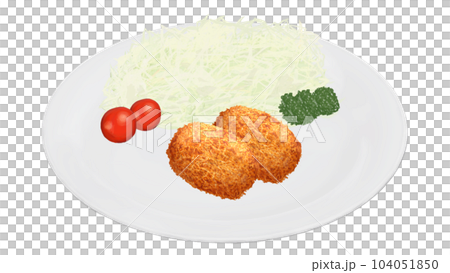 A realistic illustration of croquettes served on a plate A realistic illustration of croquettes served on a plate 104051850