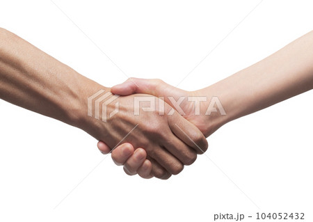 握手する男女の手 104052432