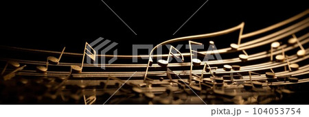 art background with the image of musical signs and symbols from metal 104053754