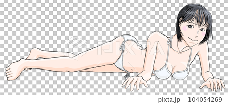 A girl lying in a swimsuit on the floor 54 A girl lying in a swimsuit on the floor 54 104054269