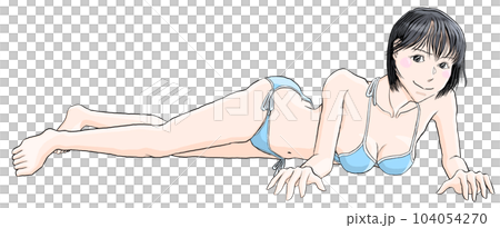 穿著泳裝躺在地上的女孩 52 104054270