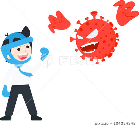 Business man wears boxer suits, not Afraid And Ready to Fight the Coronavirus Covid 104054548