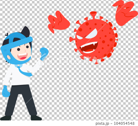 Business man wears boxer suits, not Afraid And Ready to Fight the Coronavirus Covid 104054548