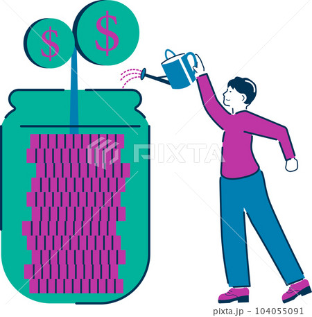 Clean Expressive Finance Character Scene. Vector illustration eps10 104055091