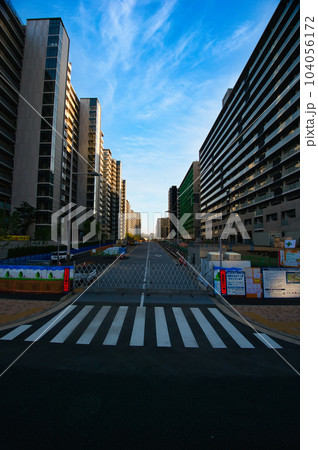 東京 工事中の晴海フラッグの風景 東京 工事中の晴海フラッグの風景 104056172