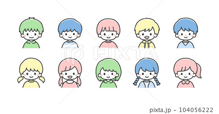 子どもたちのアイコンセット　上半身 104056222