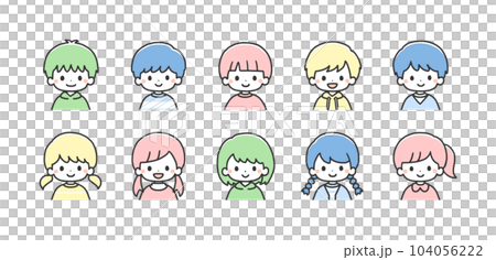 子どもたちのアイコンセット　上半身 104056222
