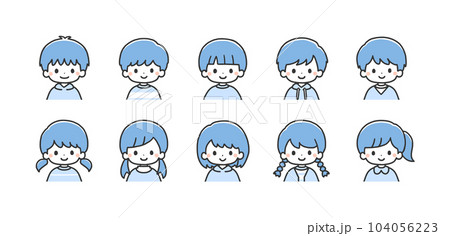 子どもたちのアイコンセット　上半身 104056223