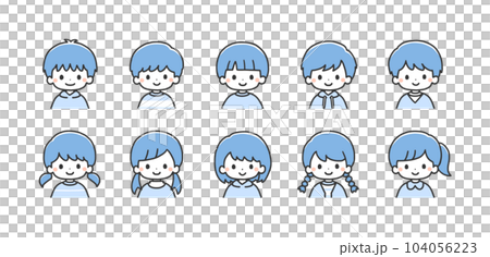 子どもたちのアイコンセット　上半身 104056223