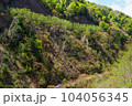 国道253号線から見るむつ市川内ダム近辺の岩壁 104056345