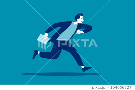 Busy office worker running fast. Hurrying on urgent business 104056527