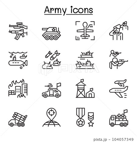 War icon in thin line style 104057349