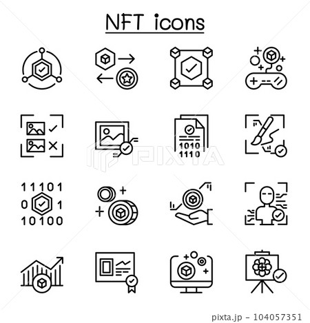 NFT icon set in thin line stlye 104057351