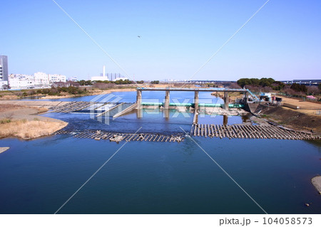 目久尻川の堰 104058573