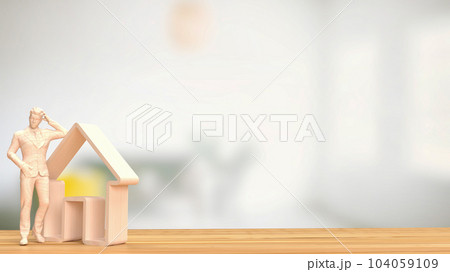 The man and home icon for real estate concept 3d rendering The man and home icon for real estate concept 3d rendering 104059109