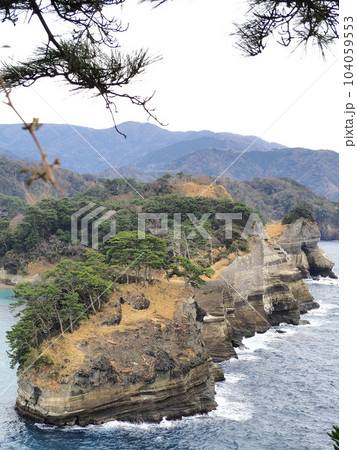 静岡県 堂ヶ島 遊歩道から見る蛇島の景色 2月 静岡県 堂ヶ島 遊歩道から見る蛇島の景色 2月 104059553