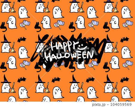 Happy Halloween Wallpaper With Cute Spooky Ghosts And Scary Pumpkin  Seamless Pattern Holidays Cartoon Character Background Stock Illustration   Download Image Now  iStock