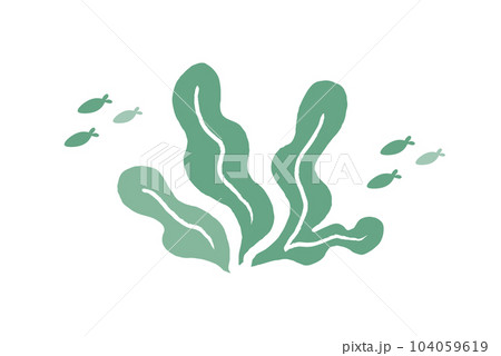水中の魚と海藻のイラスト 水中の魚と海藻のイラスト 104059619