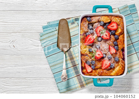 Sweet Croissant Casserole with Berries in dish 104060152