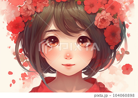 赤い花冠の女の子のイラスト素材 [104060898] - PIXTA 